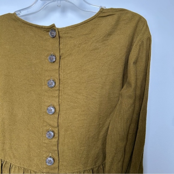 Madewell Olive Flannel Peplum Button Up Blouse - Picture 2 of 7